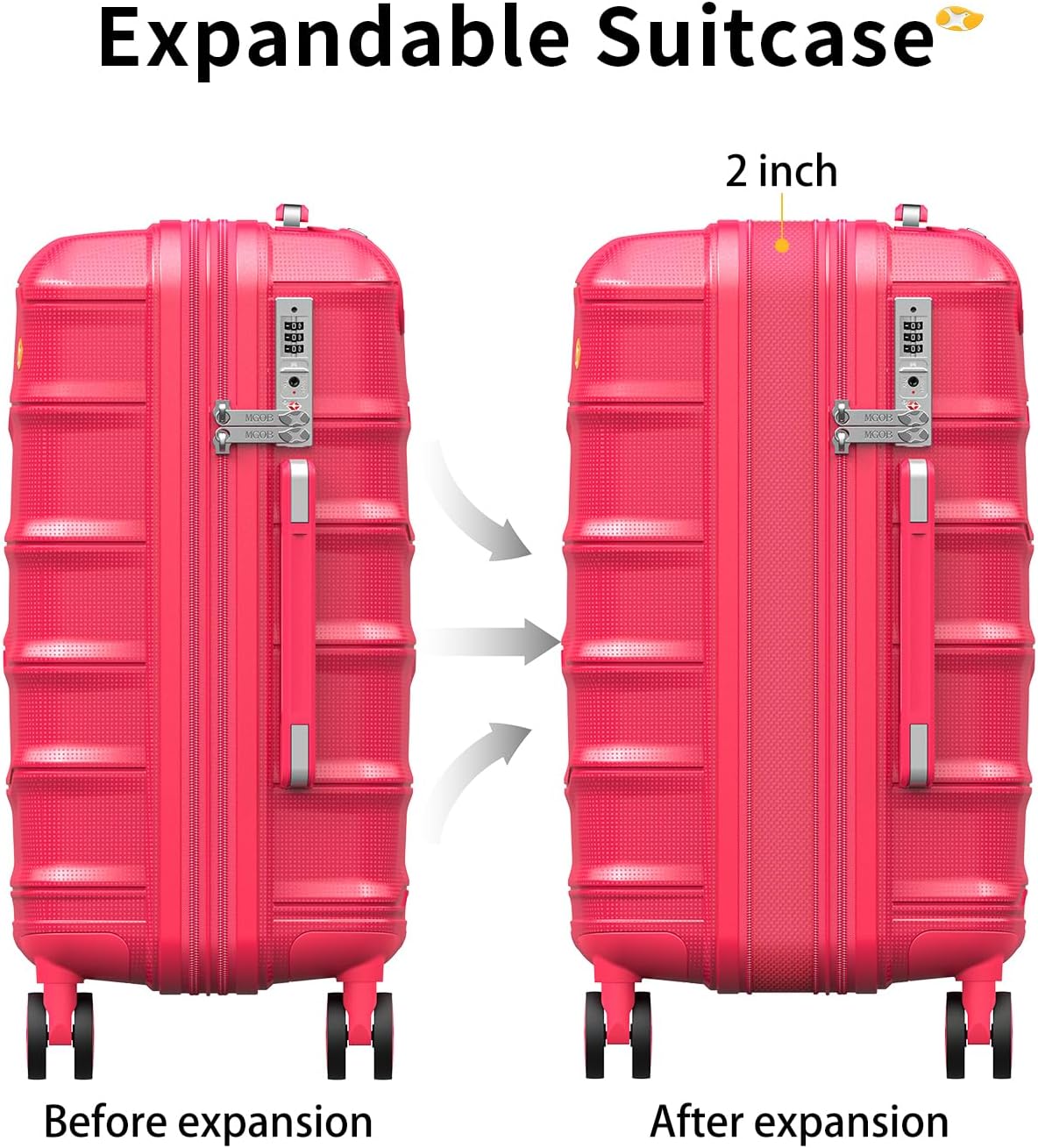 Carry On Luggage 22x14x9 Airline Approved, Hard Shell Suitcase with Spinner Wheels, Lightweight Luggages with TSA Lock, Carry-On Suitcases 20 Inch, Red