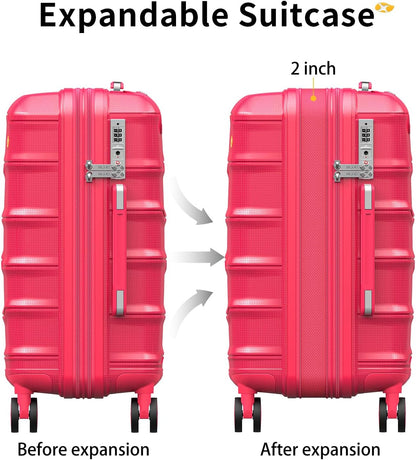 Carry On Luggage 22x14x9 Airline Approved, Hard Shell Suitcase with Spinner Wheels, Lightweight Luggages with TSA Lock, Carry-On Suitcases 20 Inch, Red