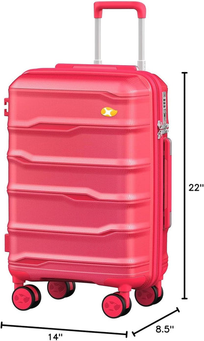 Carry On Luggage 22x14x9 Airline Approved, Hard Shell Suitcase with Spinner Wheels, Lightweight Luggages with TSA Lock, Carry-On Suitcases 20 Inch, Red
