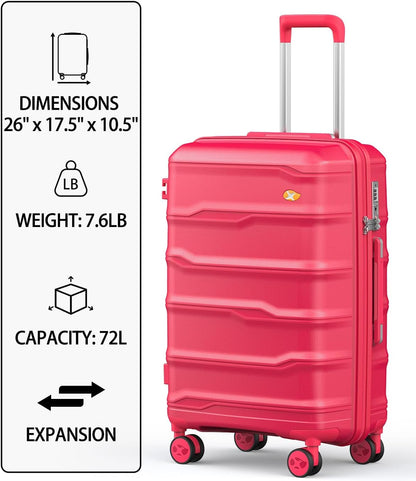 Carry On Luggage 22x14x9 Airline Approved, Hard Shell Suitcase with Spinner Wheels, Lightweight Luggages with TSA Lock, Carry-On Suitcases 20 Inch, Red