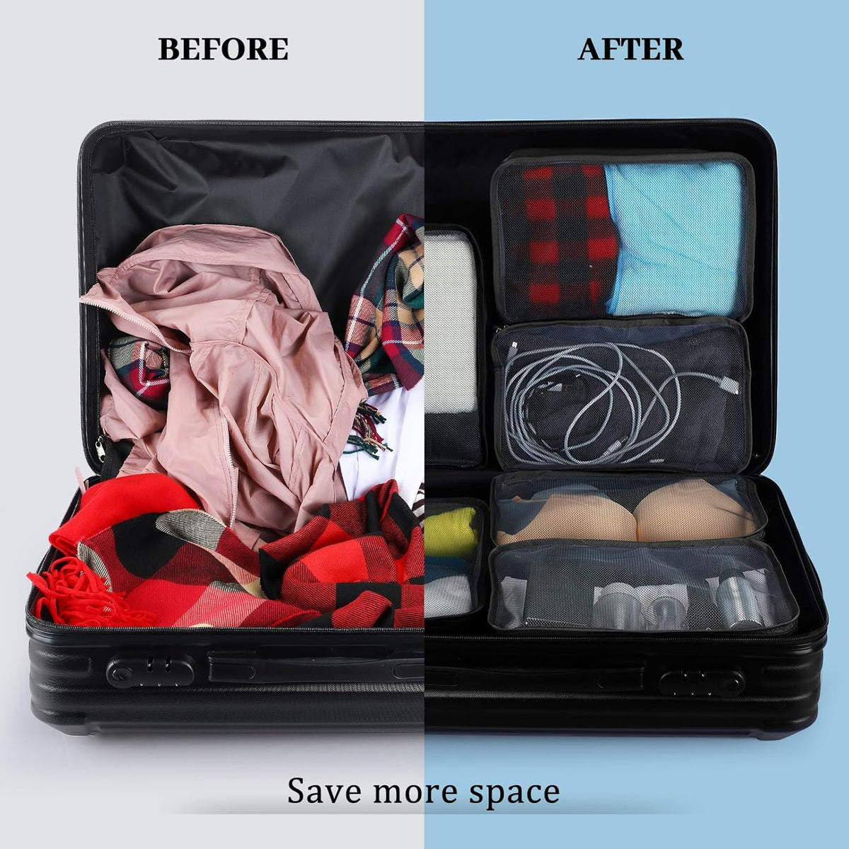 12 Pcs Small Packing Cubes for Travel, Light Packing Cubes for Suitcases Mesh Luggage Organizer Bags Travel Accessories Essentials 12 x 8 x 5 Inch(Grey)
