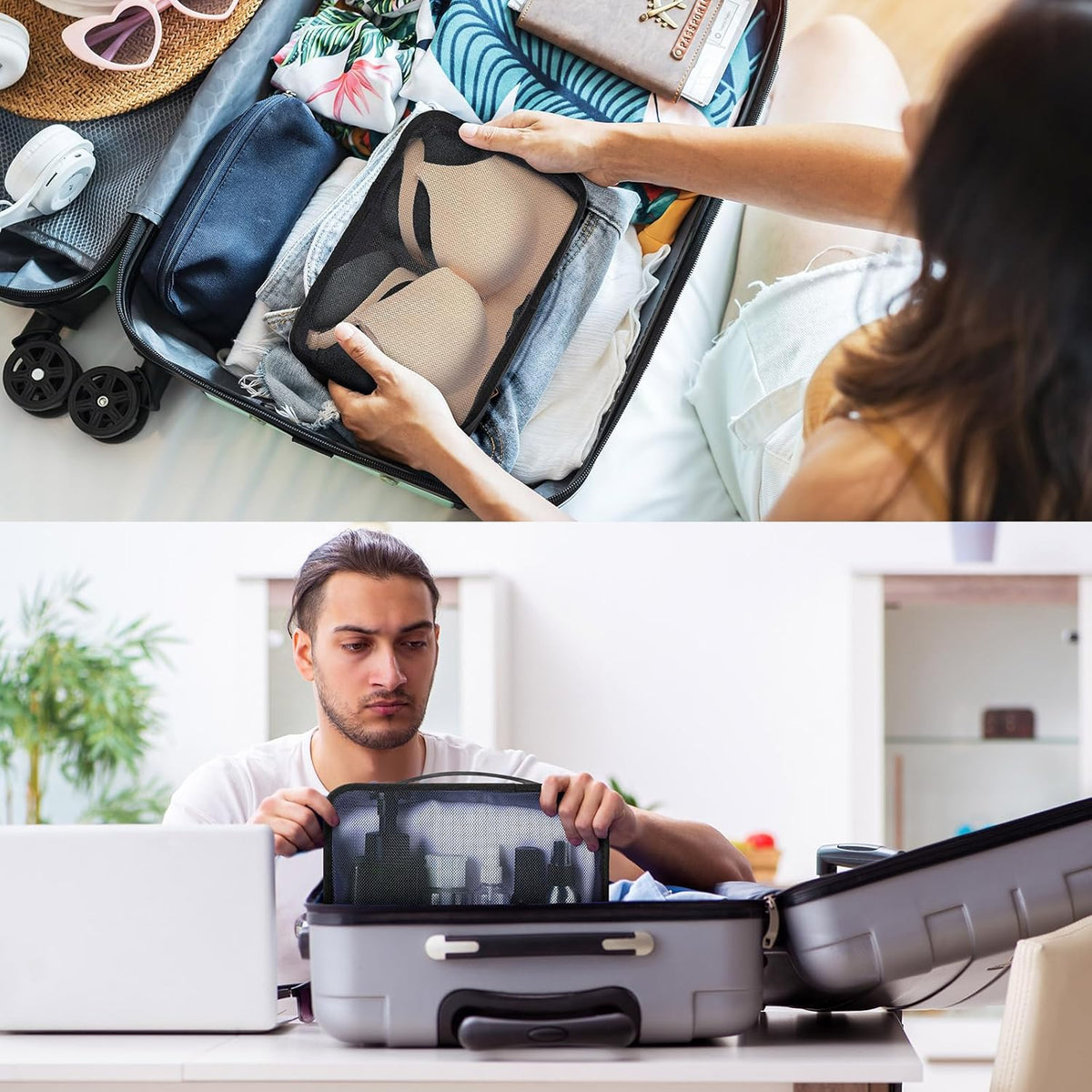 12 Pcs Small Packing Cubes for Travel, Light Packing Cubes for Suitcases Mesh Luggage Organizer Bags Travel Accessories Essentials 12 x 8 x 5 Inch(Grey)