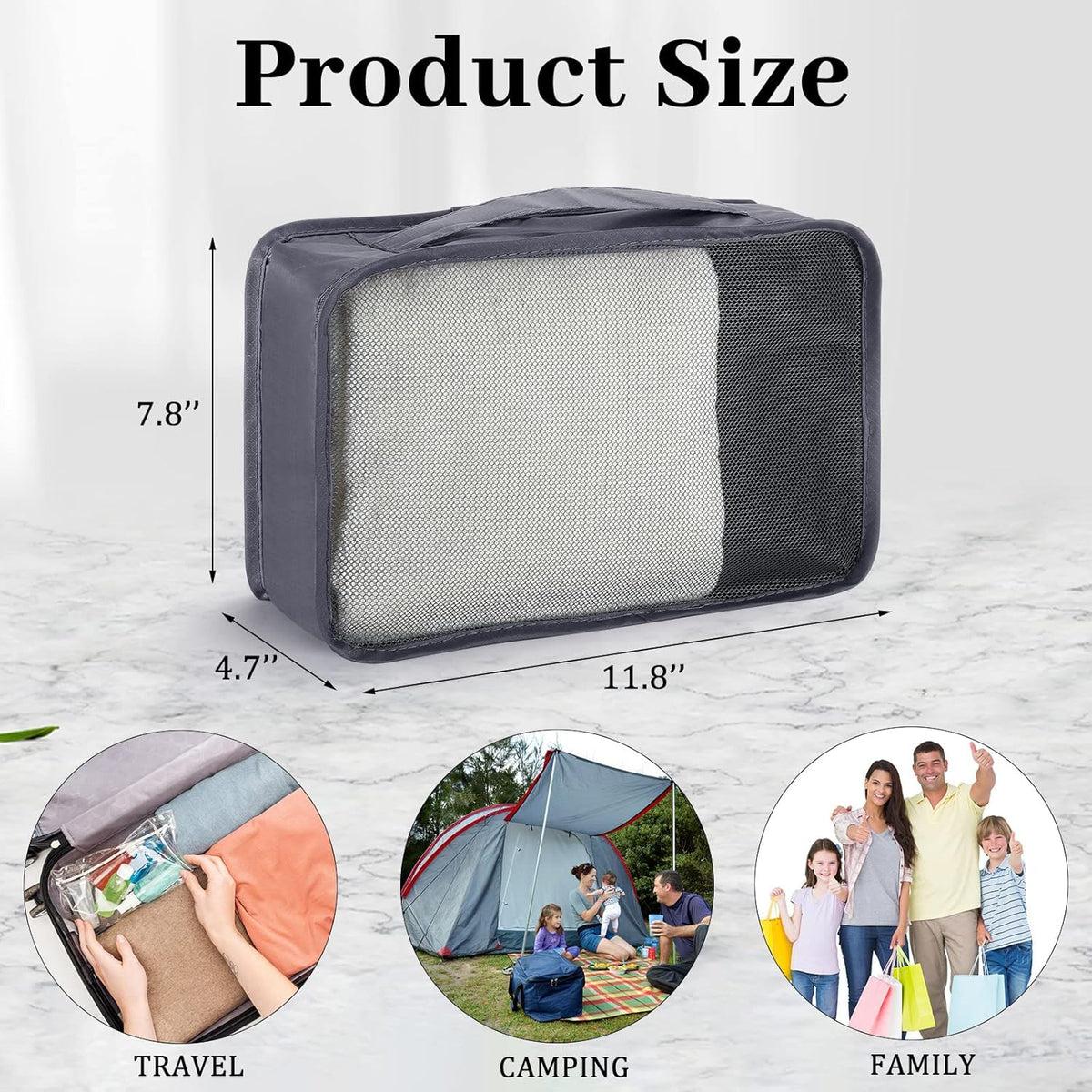 12 Pcs Small Packing Cubes for Travel, Light Packing Cubes for Suitcases Mesh Luggage Organizer Bags Travel Accessories Essentials 12 x 8 x 5 Inch(Grey)