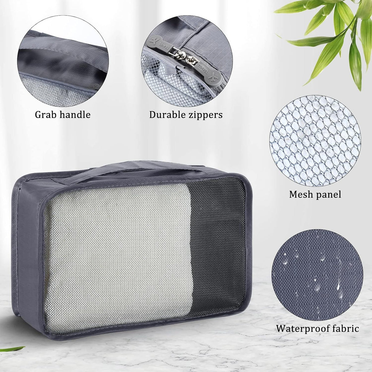 12 Pcs Small Packing Cubes for Travel, Light Packing Cubes for Suitcases Mesh Luggage Organizer Bags Travel Accessories Essentials 12 x 8 x 5 Inch(Grey)