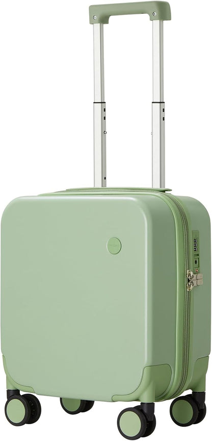 14 Inch Underseat Luggage Carry on Suitcase Free Boarding Personal Item Suitcases with Spinner Wheels Hardshell Lightweight PC for Short Travel, Lark Yellow