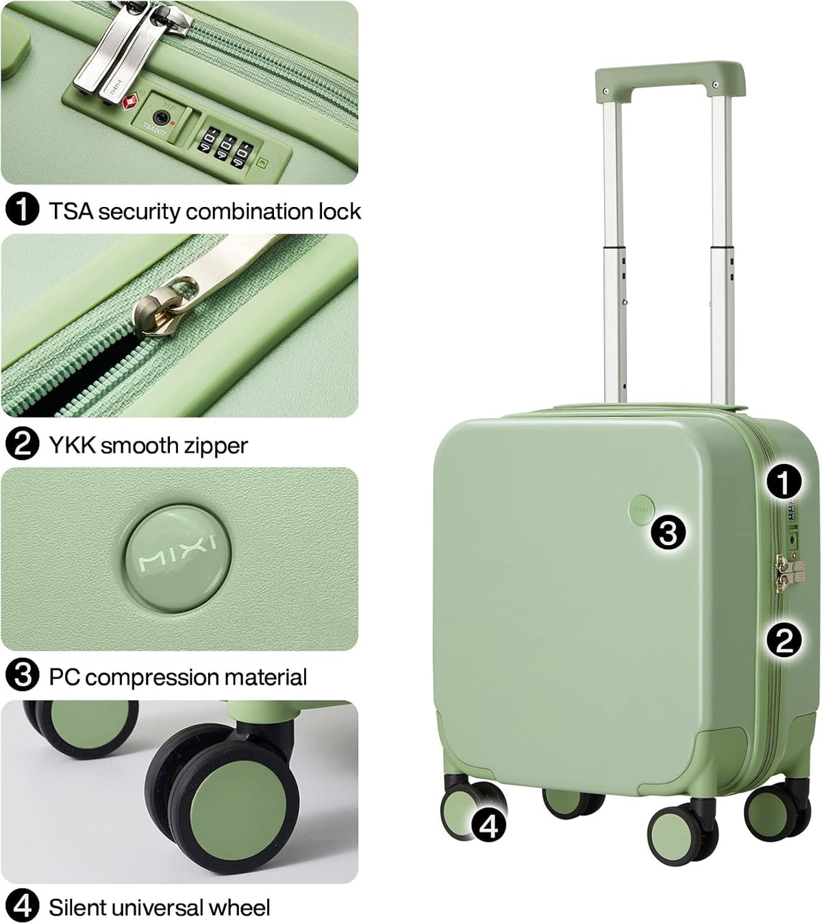 14 Inch Underseat Luggage Carry on Suitcase Free Boarding Personal Item Suitcases with Spinner Wheels Hardshell Lightweight PC for Short Travel, Lark Yellow