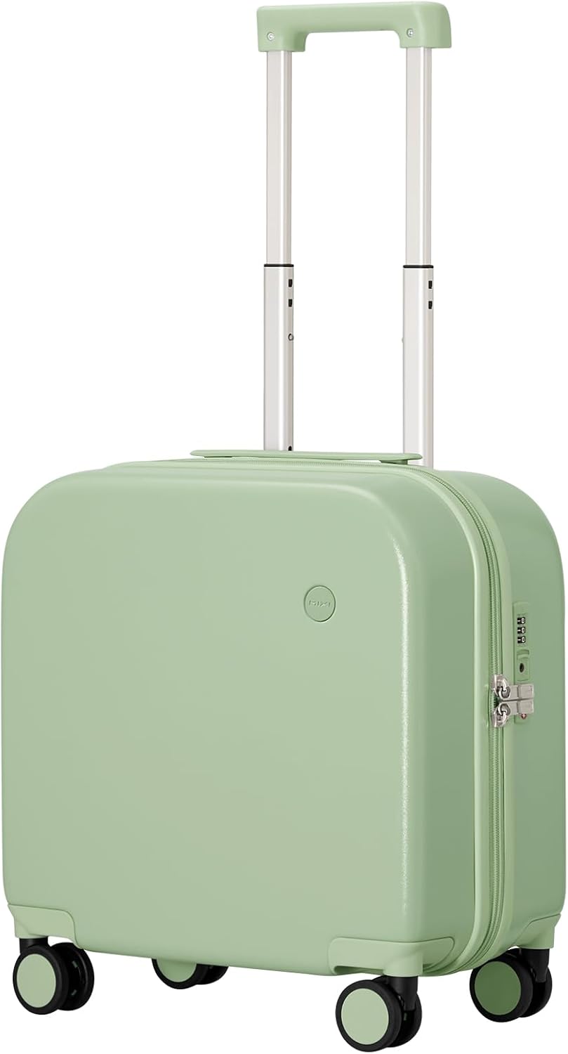 14 Inch Underseat Luggage Carry on Suitcase Free Boarding Personal Item Suitcases with Spinner Wheels Hardshell Lightweight PC for Short Travel, Lark Yellow