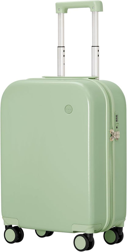 14 Inch Underseat Luggage Carry on Suitcase Free Boarding Personal Item Suitcases with Spinner Wheels Hardshell Lightweight PC for Short Travel, Lark Yellow