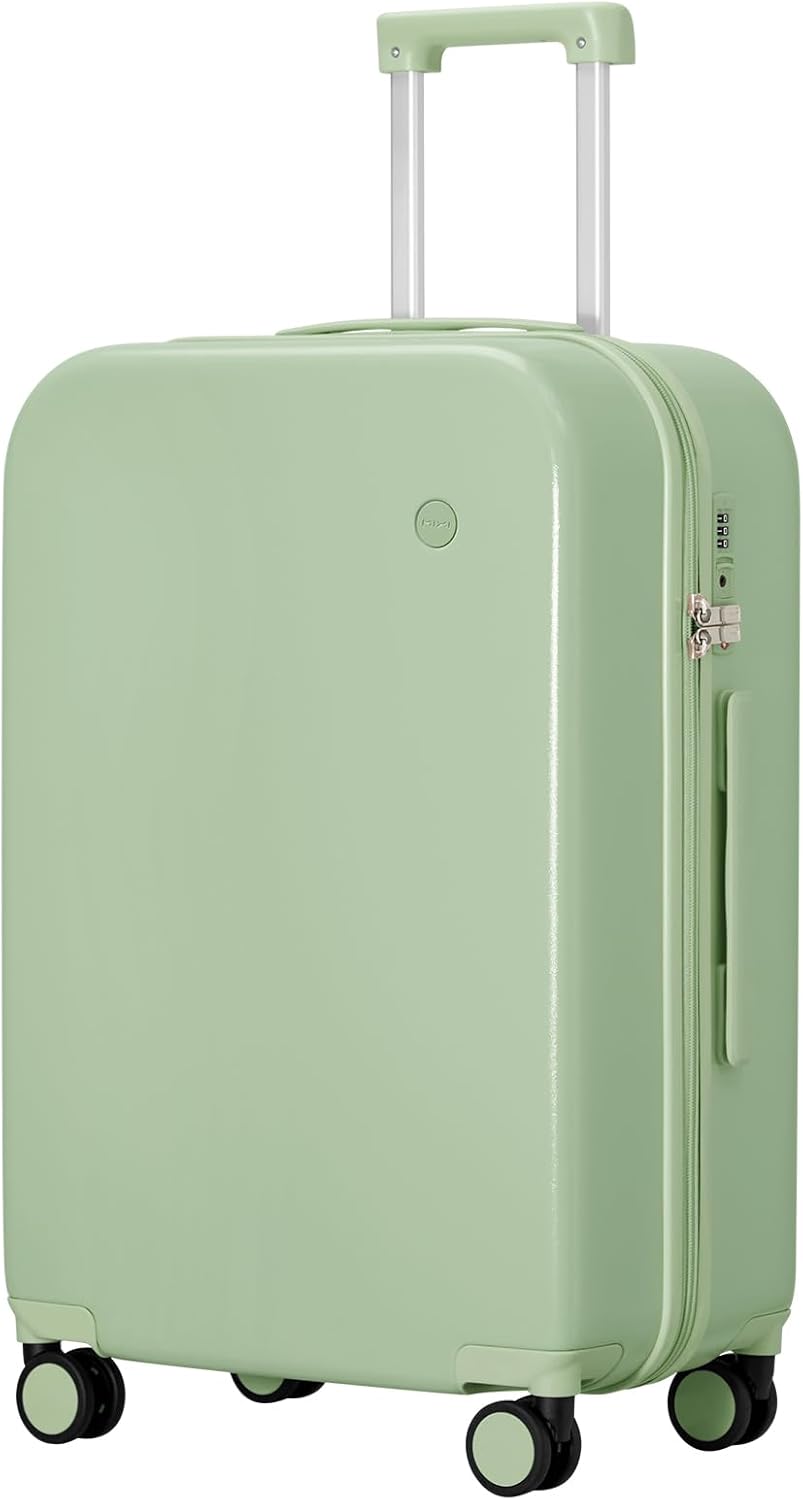 14 Inch Underseat Luggage Carry on Suitcase Free Boarding Personal Item Suitcases with Spinner Wheels Hardshell Lightweight PC for Short Travel, Lark Yellow