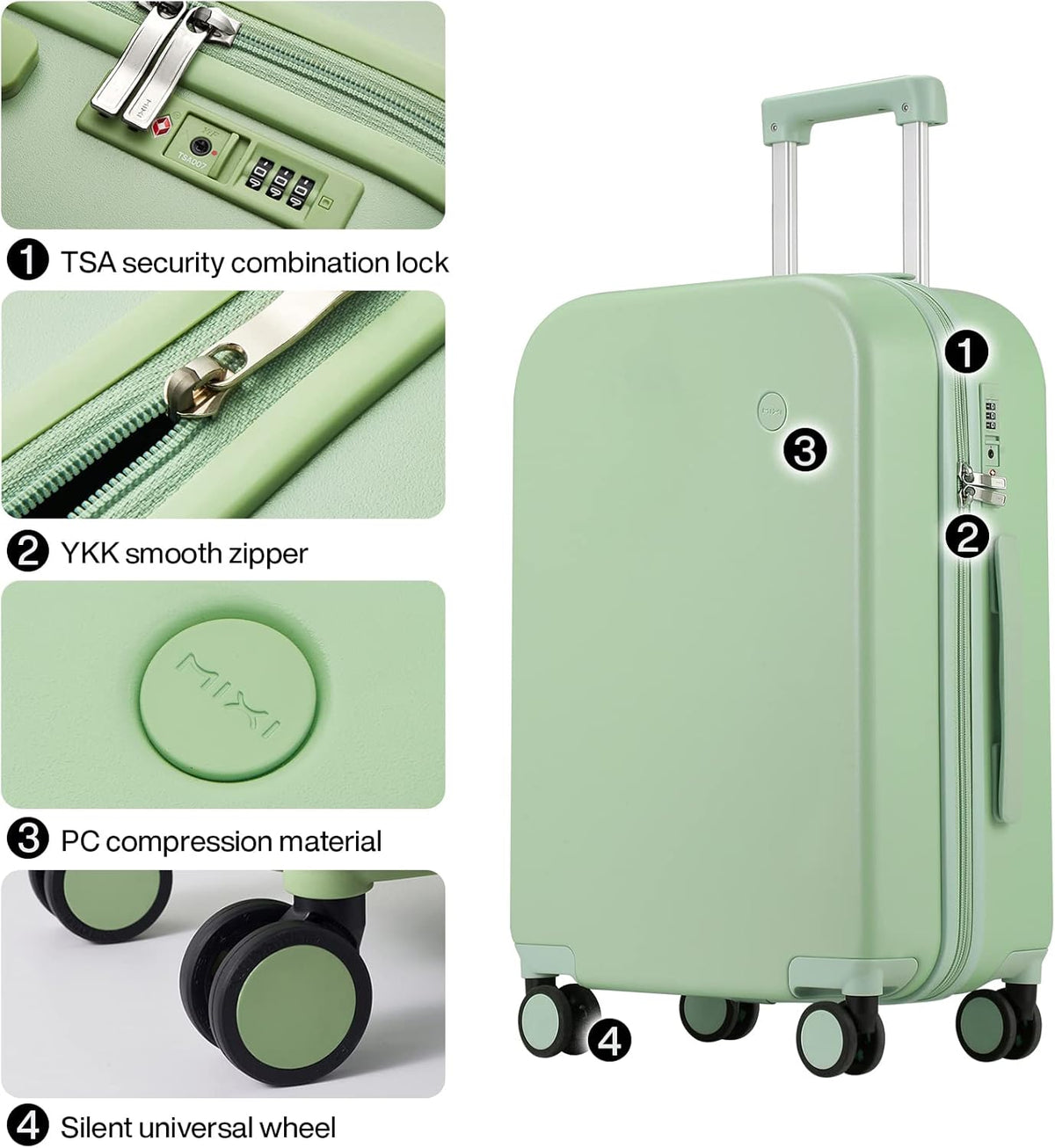 14 Inch Underseat Luggage Carry on Suitcase Free Boarding Personal Item Suitcases with Spinner Wheels Hardshell Lightweight PC for Short Travel, Lark Yellow