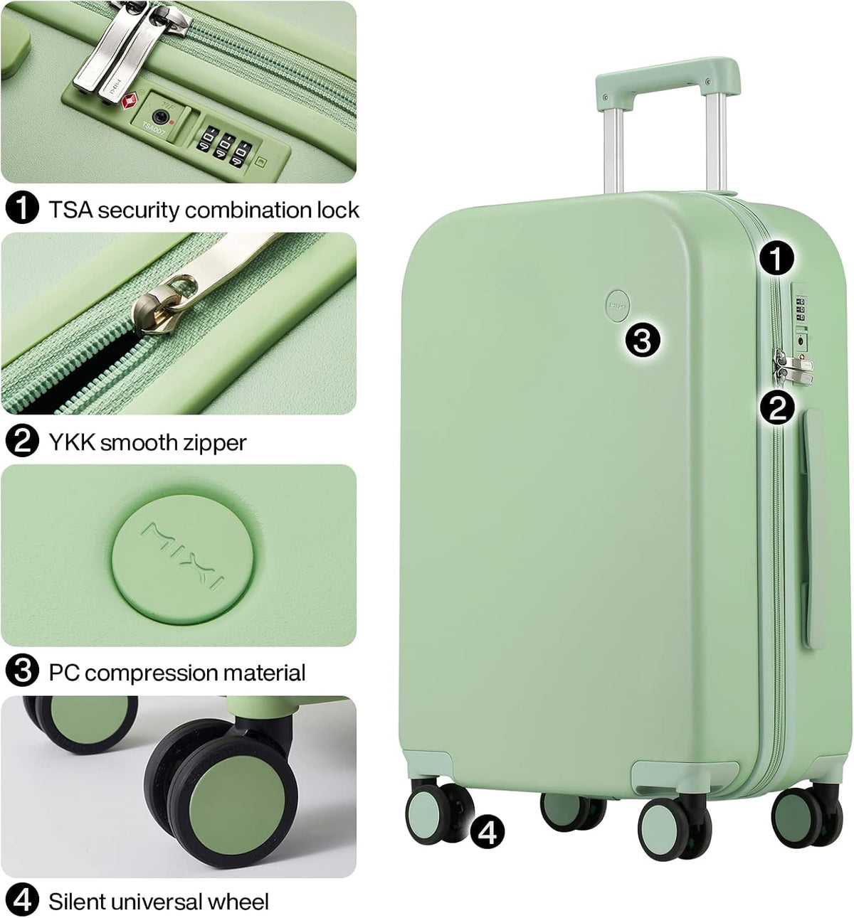 14 Inch Underseat Luggage Carry on Suitcase Free Boarding Personal Item Suitcases with Spinner Wheels Hardshell Lightweight PC for Short Travel, Lark Yellow
