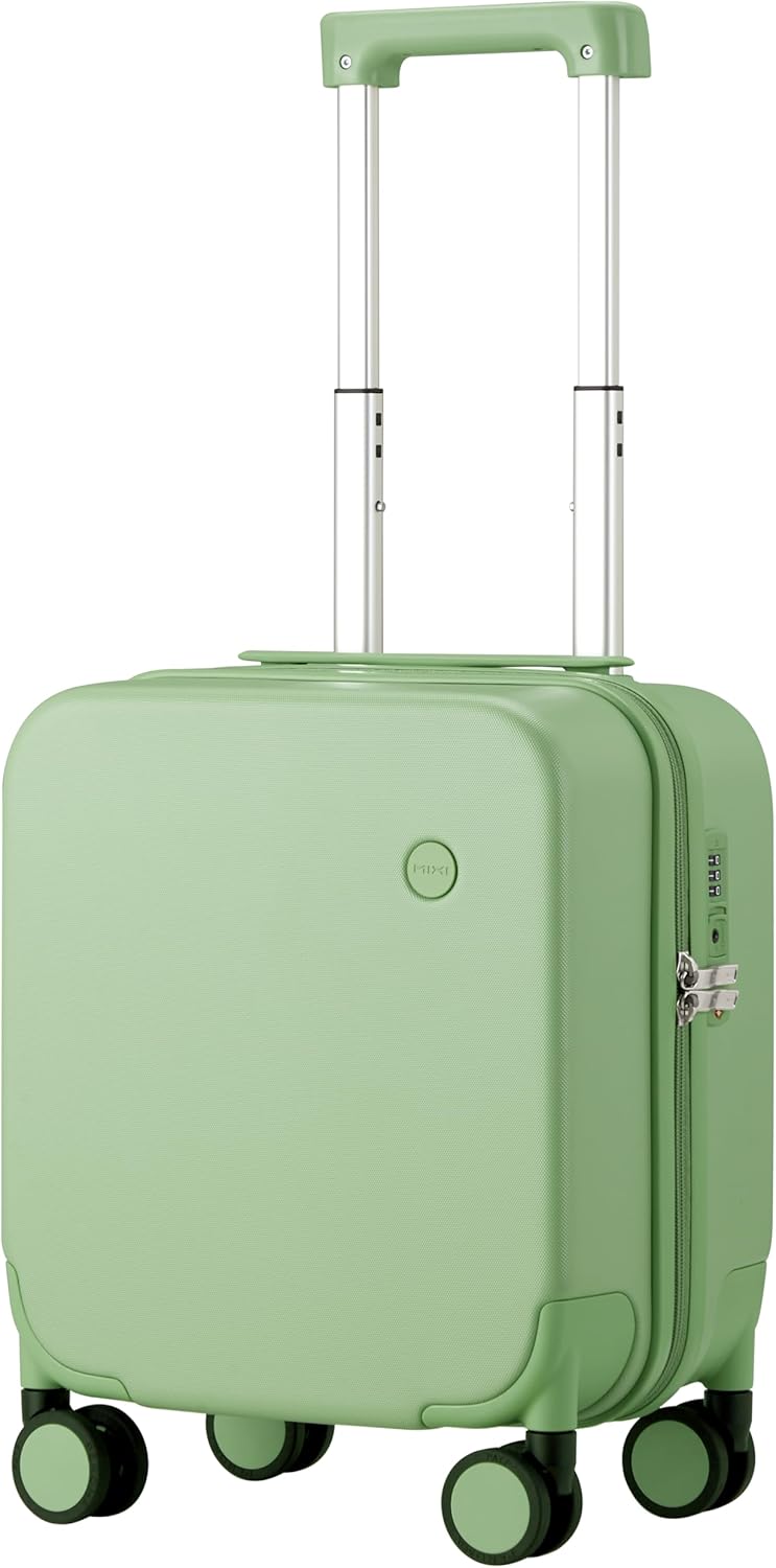 14 Inch Underseat Luggage Carry on Suitcase Free Boarding Personal Item Suitcases with Spinner Wheels Hardshell Lightweight PC for Short Travel, Lark Yellow