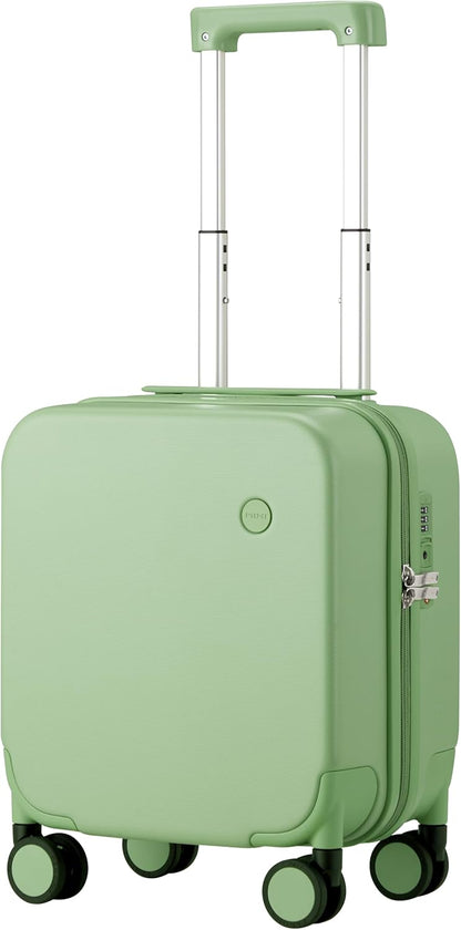 14 Inch Underseat Luggage Carry on Suitcase Free Boarding Personal Item Suitcases with Spinner Wheels Hardshell Lightweight PC for Short Travel, Lark Yellow
