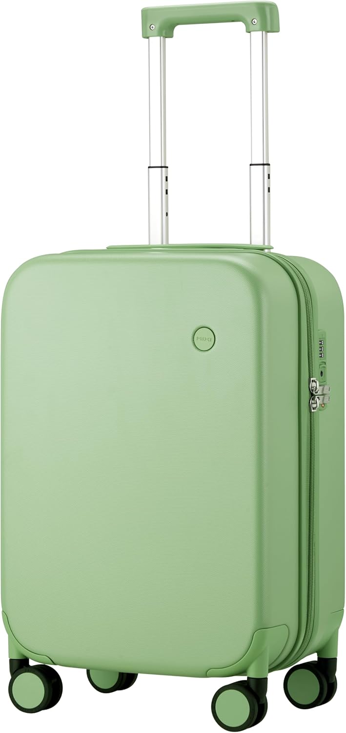 14 Inch Underseat Luggage Carry on Suitcase Free Boarding Personal Item Suitcases with Spinner Wheels Hardshell Lightweight PC for Short Travel, Lark Yellow