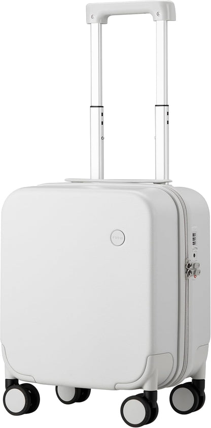14 Inch Underseat Luggage Carry on Suitcase Free Boarding Personal Item Suitcases with Spinner Wheels Hardshell Lightweight PC for Short Travel, Lark Yellow