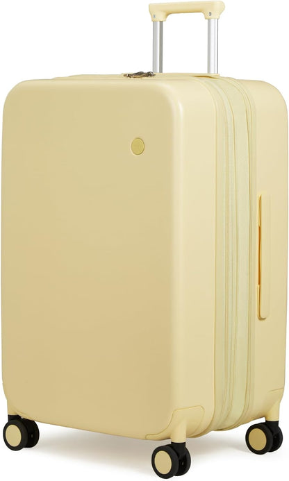 14 Inch Underseat Luggage Carry on Suitcase Free Boarding Personal Item Suitcases with Spinner Wheels Hardshell Lightweight PC for Short Travel, Lark Yellow