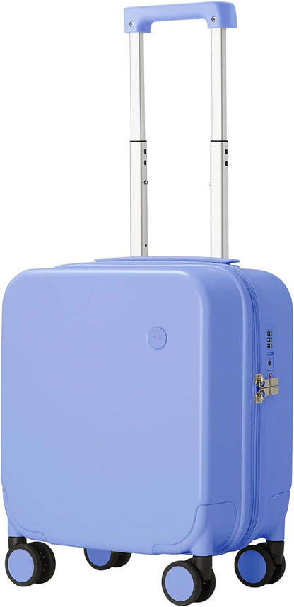 14 Inch Underseat Luggage Carry on Suitcase Free Boarding Personal Item Suitcases with Spinner Wheels Hardshell Lightweight PC for Short Travel, Lark Yellow