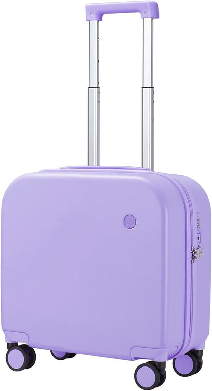14 Inch Underseat Luggage Carry on Suitcase Free Boarding Personal Item Suitcases with Spinner Wheels Hardshell Lightweight PC for Short Travel, Lark Yellow