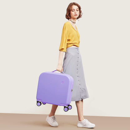 14 Inch Underseat Luggage Carry on Suitcase Free Boarding Personal Item Suitcases with Spinner Wheels Hardshell Lightweight PC for Short Travel, Lark Yellow