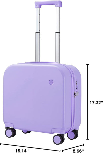 14 Inch Underseat Luggage Carry on Suitcase Free Boarding Personal Item Suitcases with Spinner Wheels Hardshell Lightweight PC for Short Travel, Lark Yellow