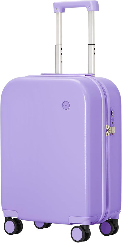 14 Inch Underseat Luggage Carry on Suitcase Free Boarding Personal Item Suitcases with Spinner Wheels Hardshell Lightweight PC for Short Travel, Lark Yellow