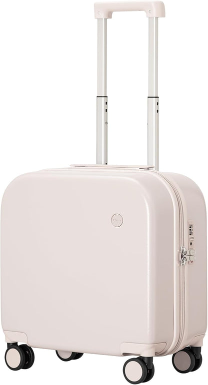 14 Inch Underseat Luggage Carry on Suitcase Free Boarding Personal Item Suitcases with Spinner Wheels Hardshell Lightweight PC for Short Travel, Lark Yellow