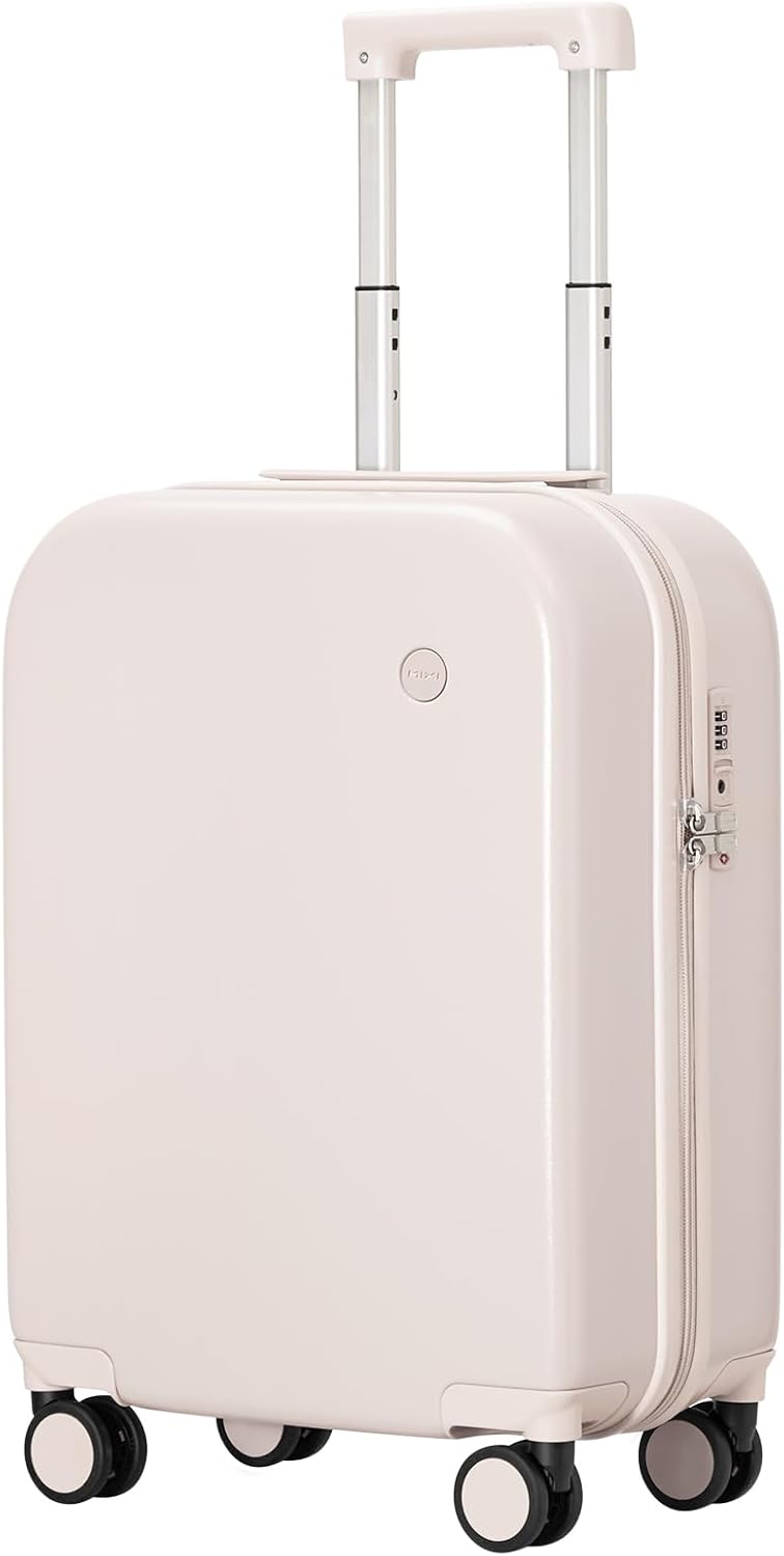 14 Inch Underseat Luggage Carry on Suitcase Free Boarding Personal Item Suitcases with Spinner Wheels Hardshell Lightweight PC for Short Travel, Lark Yellow