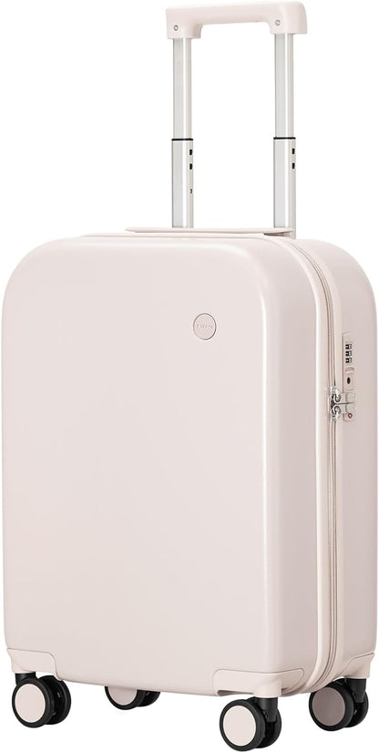 14 Inch Underseat Luggage Carry on Suitcase Free Boarding Personal Item Suitcases with Spinner Wheels Hardshell Lightweight PC for Short Travel, Lark Yellow