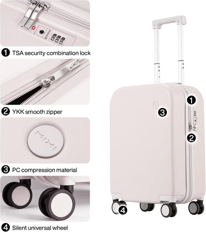14 Inch Underseat Luggage Carry on Suitcase Free Boarding Personal Item Suitcases with Spinner Wheels Hardshell Lightweight PC for Short Travel, Lark Yellow