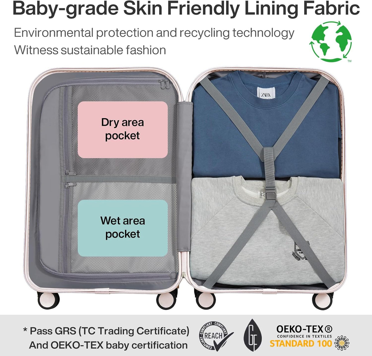 14 Inch Underseat Luggage Carry on Suitcase Free Boarding Personal Item Suitcases with Spinner Wheels Hardshell Lightweight PC for Short Travel, Lark Yellow