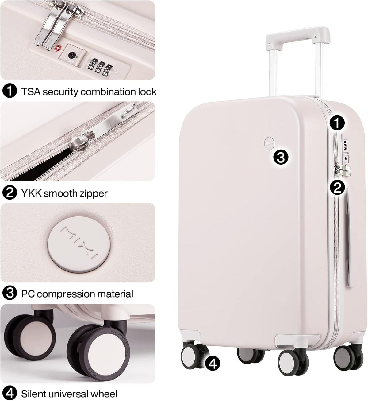 14 Inch Underseat Luggage Carry on Suitcase Free Boarding Personal Item Suitcases with Spinner Wheels Hardshell Lightweight PC for Short Travel, Lark Yellow