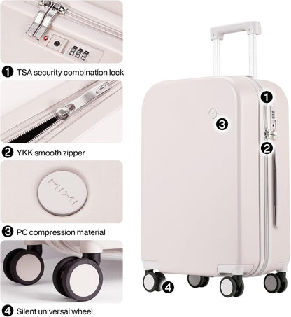 14 Inch Underseat Luggage Carry on Suitcase Free Boarding Personal Item Suitcases with Spinner Wheels Hardshell Lightweight PC for Short Travel, Lark Yellow