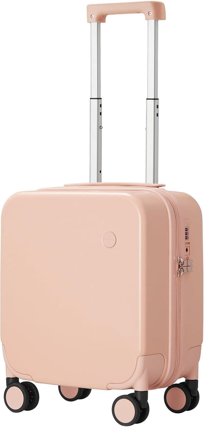 14 Inch Underseat Luggage Carry on Suitcase Free Boarding Personal Item Suitcases with Spinner Wheels Hardshell Lightweight PC for Short Travel, Lark Yellow