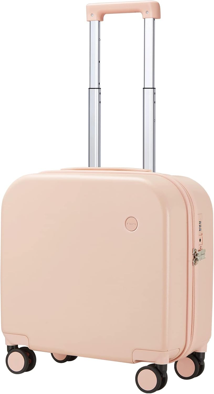 14 Inch Underseat Luggage Carry on Suitcase Free Boarding Personal Item Suitcases with Spinner Wheels Hardshell Lightweight PC for Short Travel, Lark Yellow