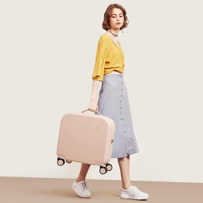 14 Inch Underseat Luggage Carry on Suitcase Free Boarding Personal Item Suitcases with Spinner Wheels Hardshell Lightweight PC for Short Travel, Lark Yellow