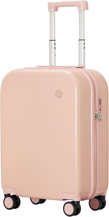 14 Inch Underseat Luggage Carry on Suitcase Free Boarding Personal Item Suitcases with Spinner Wheels Hardshell Lightweight PC for Short Travel, Lark Yellow