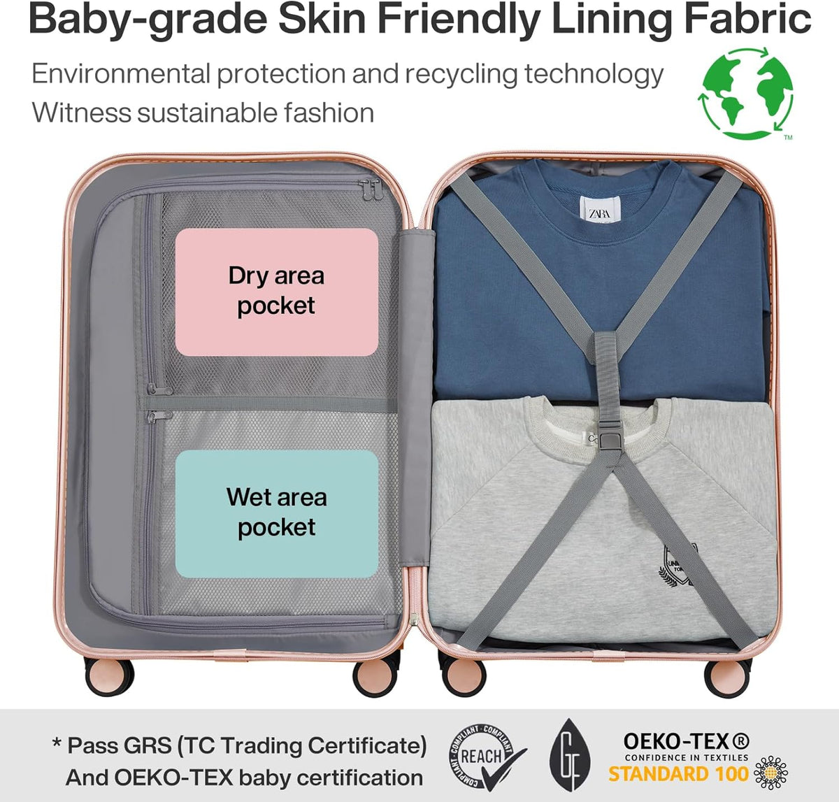 14 Inch Underseat Luggage Carry on Suitcase Free Boarding Personal Item Suitcases with Spinner Wheels Hardshell Lightweight PC for Short Travel, Lark Yellow