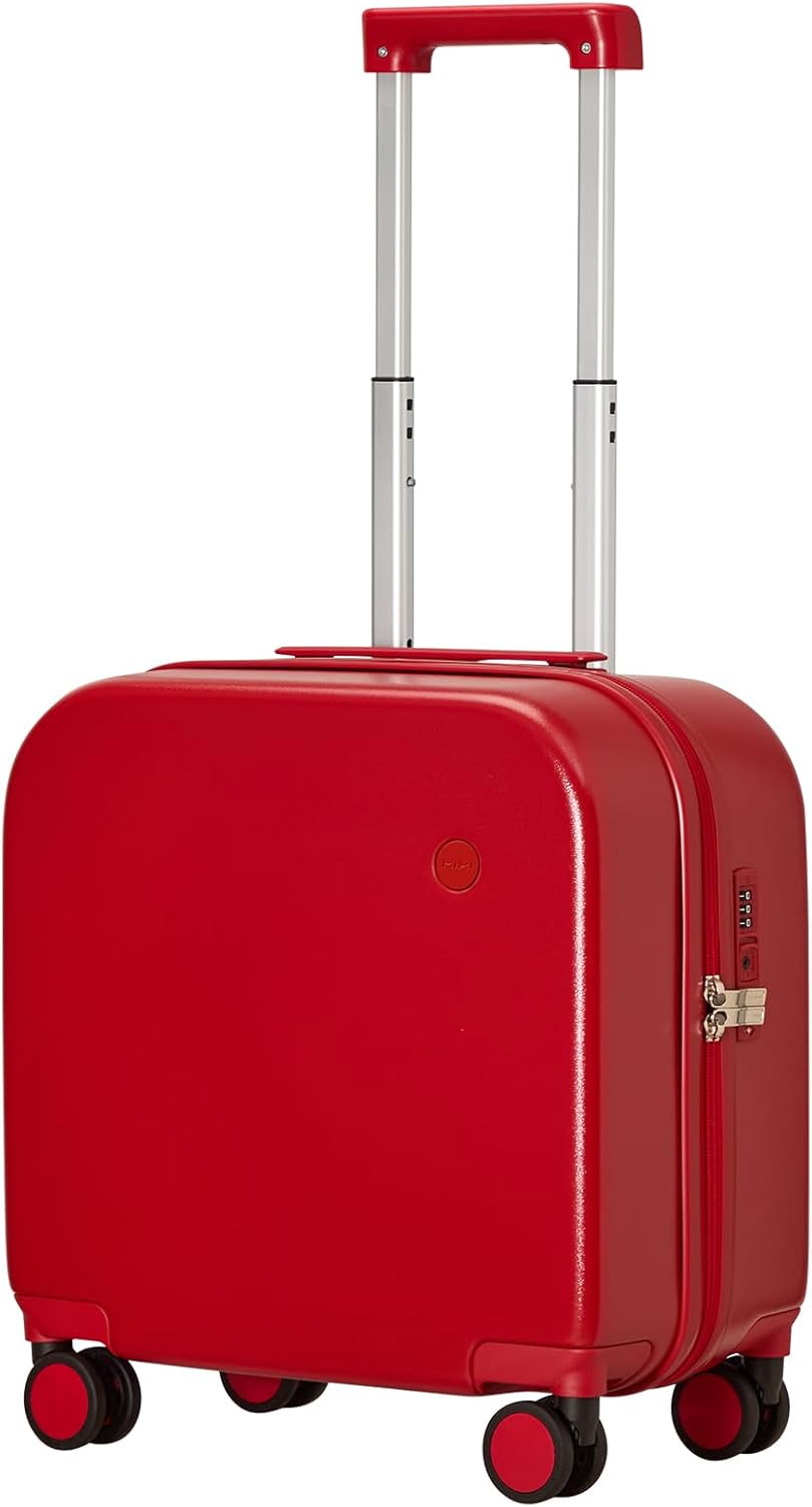 14 Inch Underseat Luggage Carry on Suitcase Free Boarding Personal Item Suitcases with Spinner Wheels Hardshell Lightweight PC for Short Travel, Lark Yellow