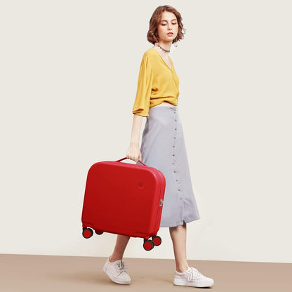 14 Inch Underseat Luggage Carry on Suitcase Free Boarding Personal Item Suitcases with Spinner Wheels Hardshell Lightweight PC for Short Travel, Lark Yellow