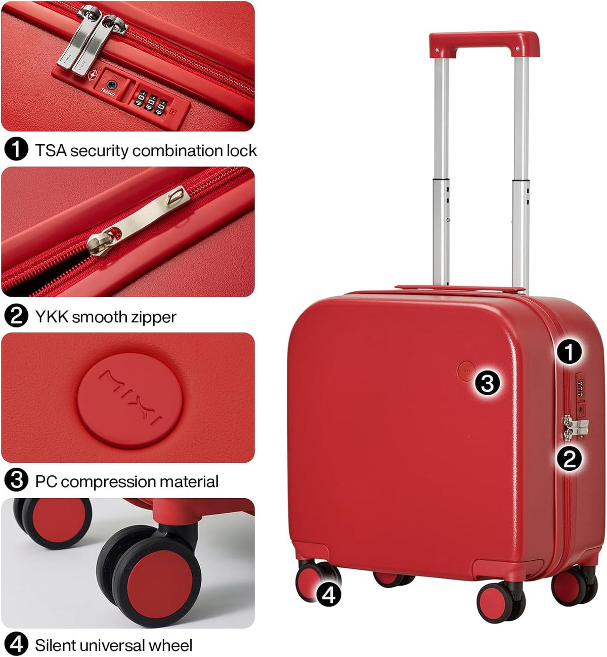 14 Inch Underseat Luggage Carry on Suitcase Free Boarding Personal Item Suitcases with Spinner Wheels Hardshell Lightweight PC for Short Travel, Lark Yellow