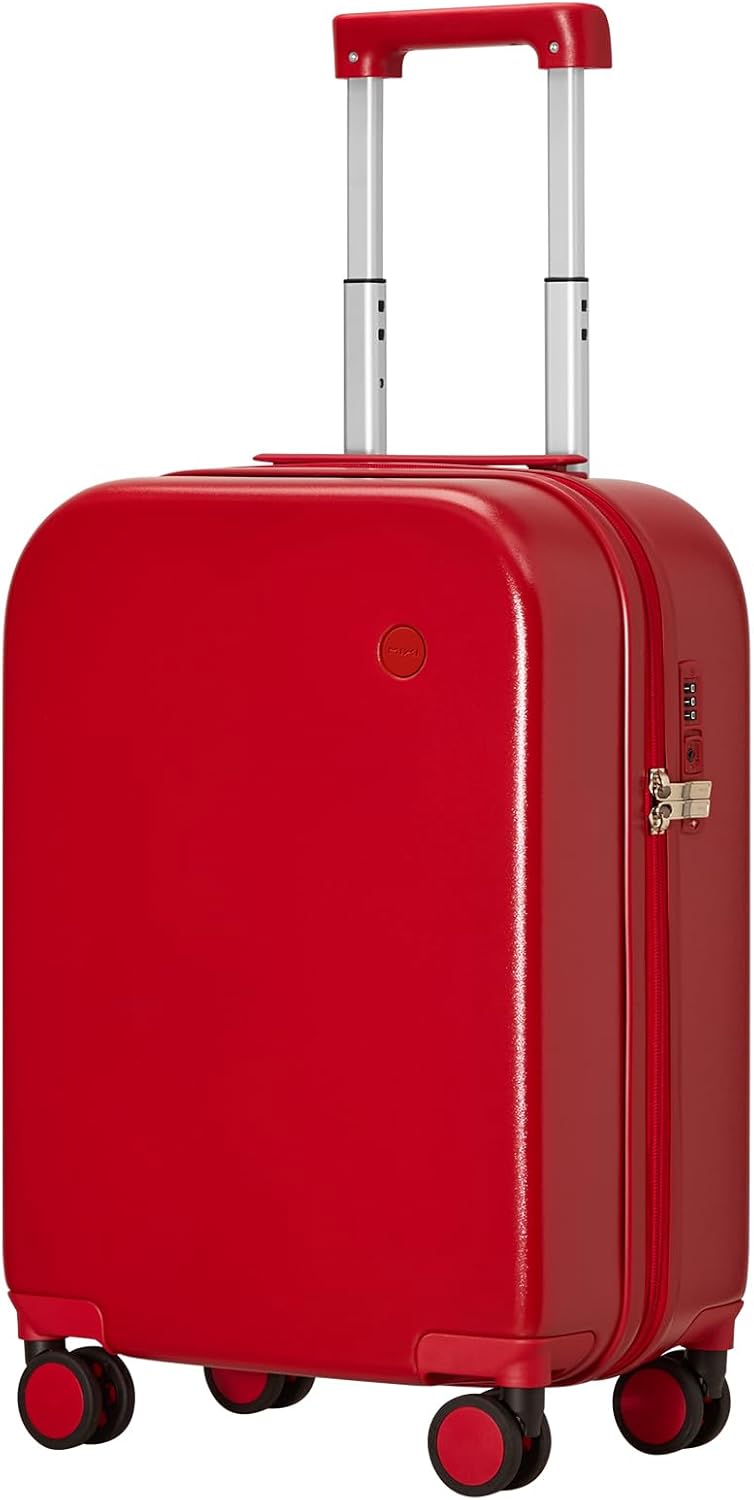 14 Inch Underseat Luggage Carry on Suitcase Free Boarding Personal Item Suitcases with Spinner Wheels Hardshell Lightweight PC for Short Travel, Lark Yellow