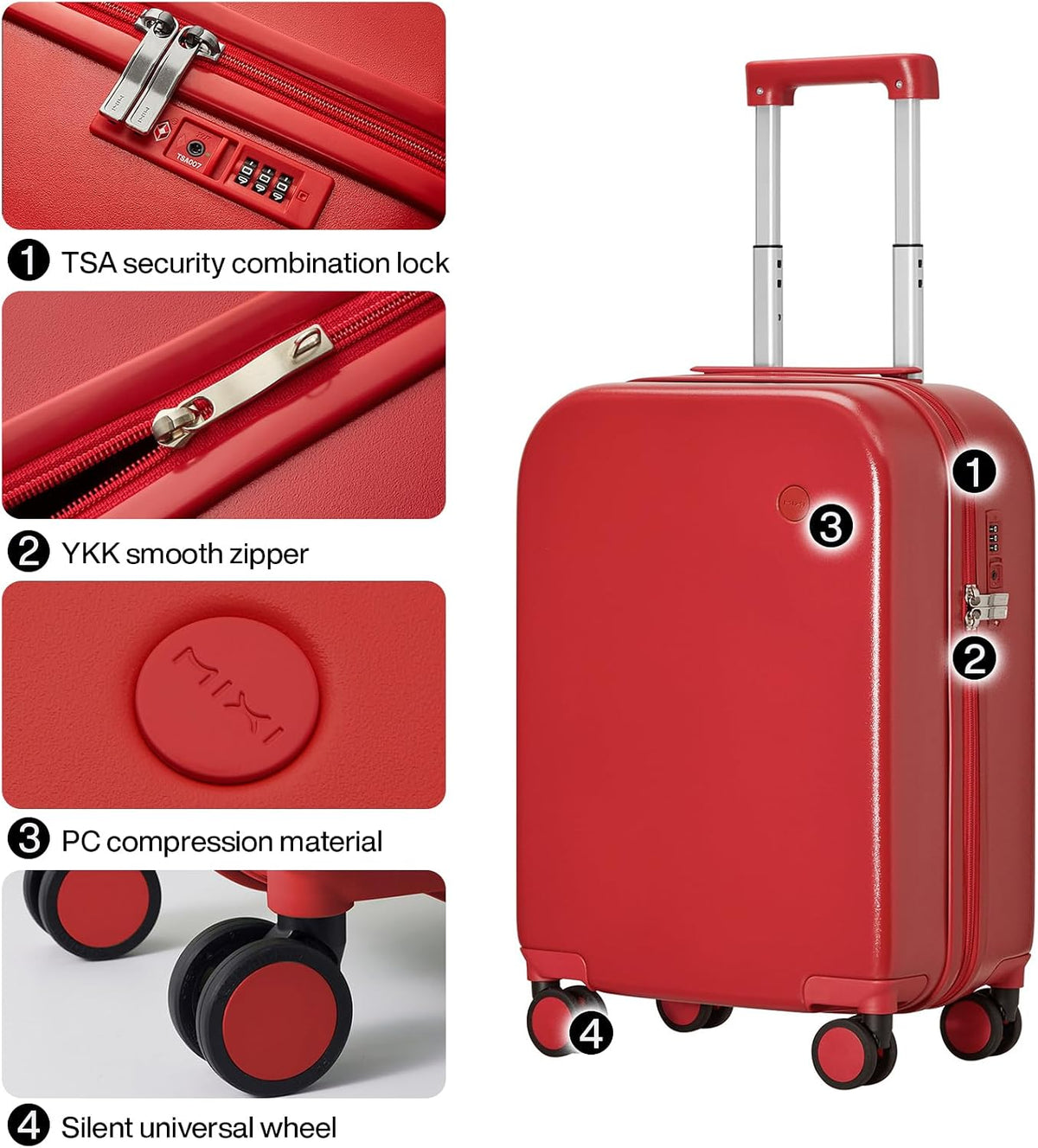 14 Inch Underseat Luggage Carry on Suitcase Free Boarding Personal Item Suitcases with Spinner Wheels Hardshell Lightweight PC for Short Travel, Lark Yellow
