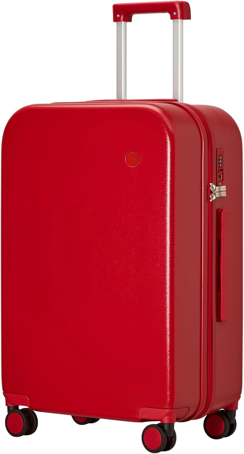 14 Inch Underseat Luggage Carry on Suitcase Free Boarding Personal Item Suitcases with Spinner Wheels Hardshell Lightweight PC for Short Travel, Lark Yellow