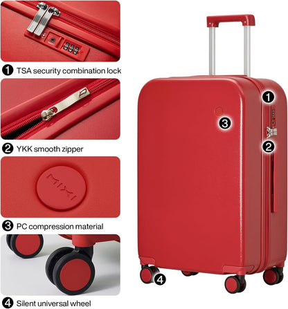 14 Inch Underseat Luggage Carry on Suitcase Free Boarding Personal Item Suitcases with Spinner Wheels Hardshell Lightweight PC for Short Travel, Lark Yellow