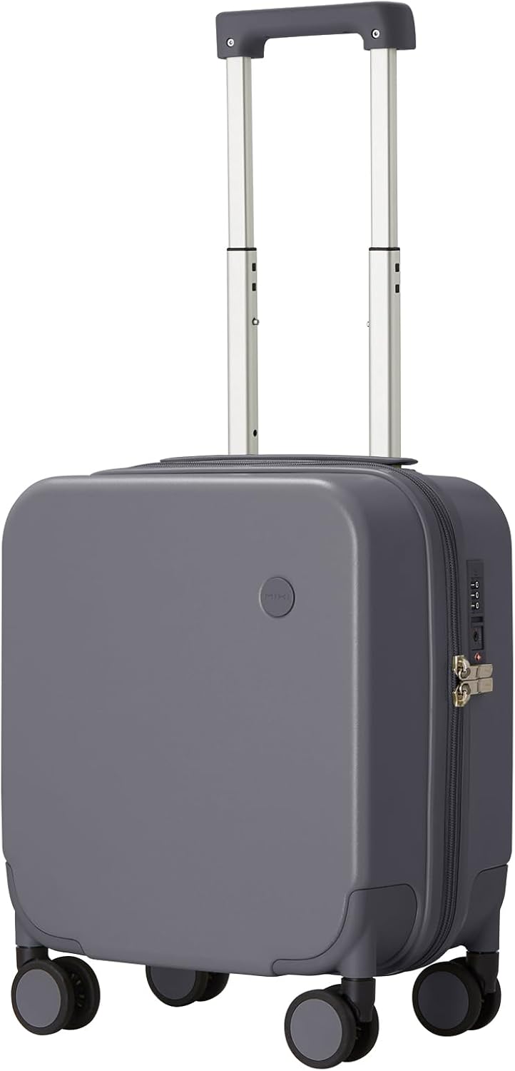 14 Inch Underseat Luggage Carry on Suitcase Free Boarding Personal Item Suitcases with Spinner Wheels Hardshell Lightweight PC for Short Travel, Lark Yellow