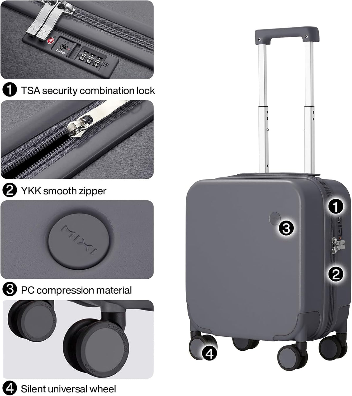 14 Inch Underseat Luggage Carry on Suitcase Free Boarding Personal Item Suitcases with Spinner Wheels Hardshell Lightweight PC for Short Travel, Lark Yellow