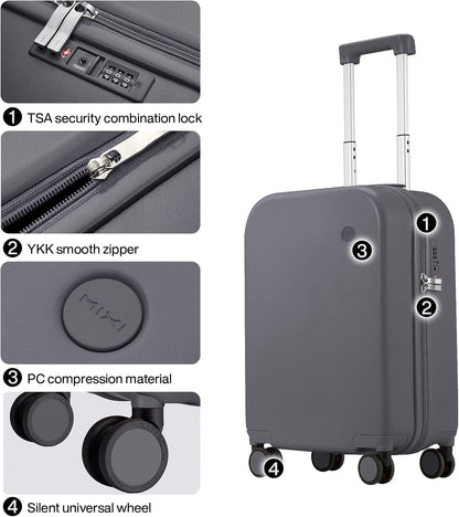 14 Inch Underseat Luggage Carry on Suitcase Free Boarding Personal Item Suitcases with Spinner Wheels Hardshell Lightweight PC for Short Travel, Lark Yellow