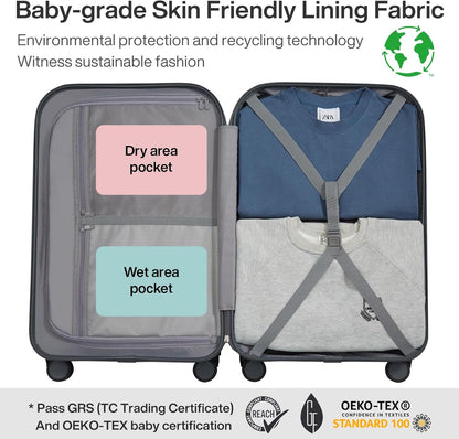 14 Inch Underseat Luggage Carry on Suitcase Free Boarding Personal Item Suitcases with Spinner Wheels Hardshell Lightweight PC for Short Travel, Lark Yellow