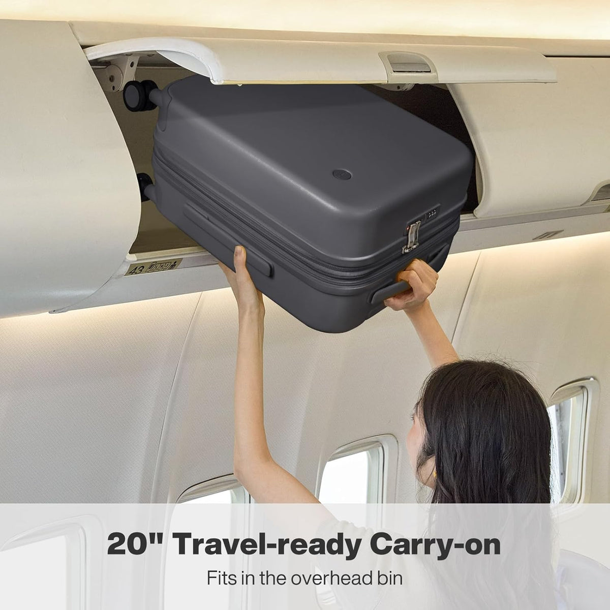 14 Inch Underseat Luggage Carry on Suitcase Free Boarding Personal Item Suitcases with Spinner Wheels Hardshell Lightweight PC for Short Travel, Lark Yellow