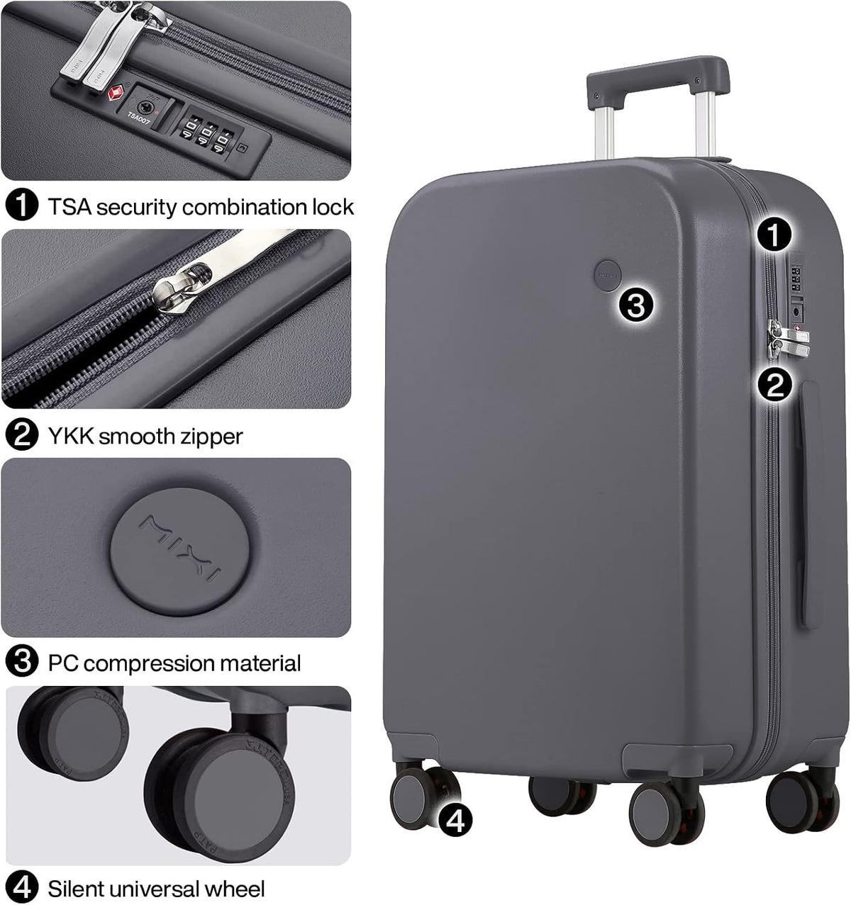 14 Inch Underseat Luggage Carry on Suitcase Free Boarding Personal Item Suitcases with Spinner Wheels Hardshell Lightweight PC for Short Travel, Lark Yellow